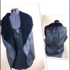 Baccini Pleather&Faux Fur bomber vest large black